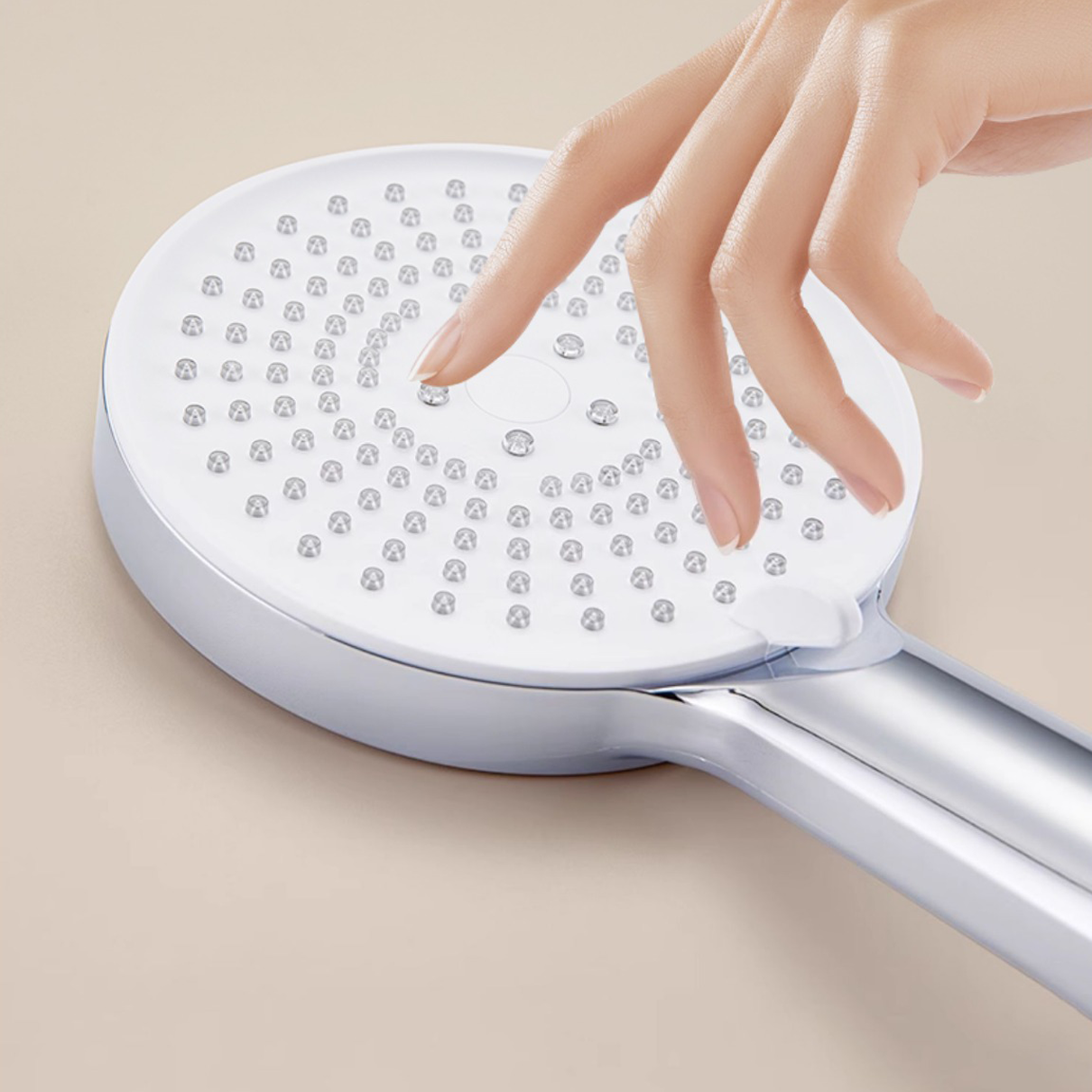 Three-speed boost + easy-to-clean anti-blocking bathroom shower head + nail-free base