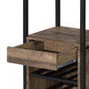 Weathered Oak and Black Wine Rack with 1 Drawer